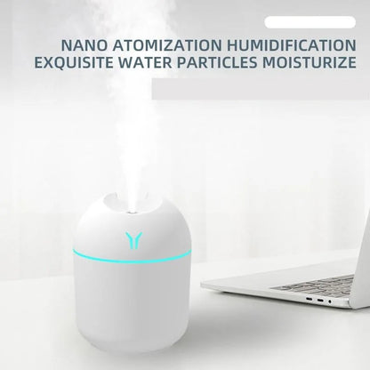 Mini Humidificador USB Ultrasónico 250 ml con Luz LED para Hogar, Oficina y Coche