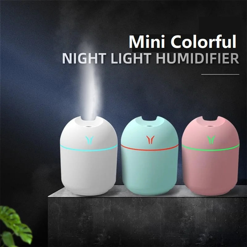 Mini Humidificador USB Ultrasónico 250 ml con Luz LED para Hogar, Oficina y Coche