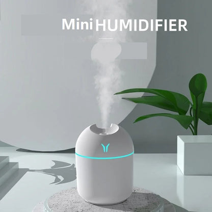 Mini Humidificador USB Ultrasónico 250 ml con Luz LED para Hogar, Oficina y Coche